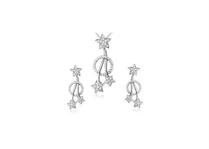 Rhodium Plated | CZ Studded Pendant Sets